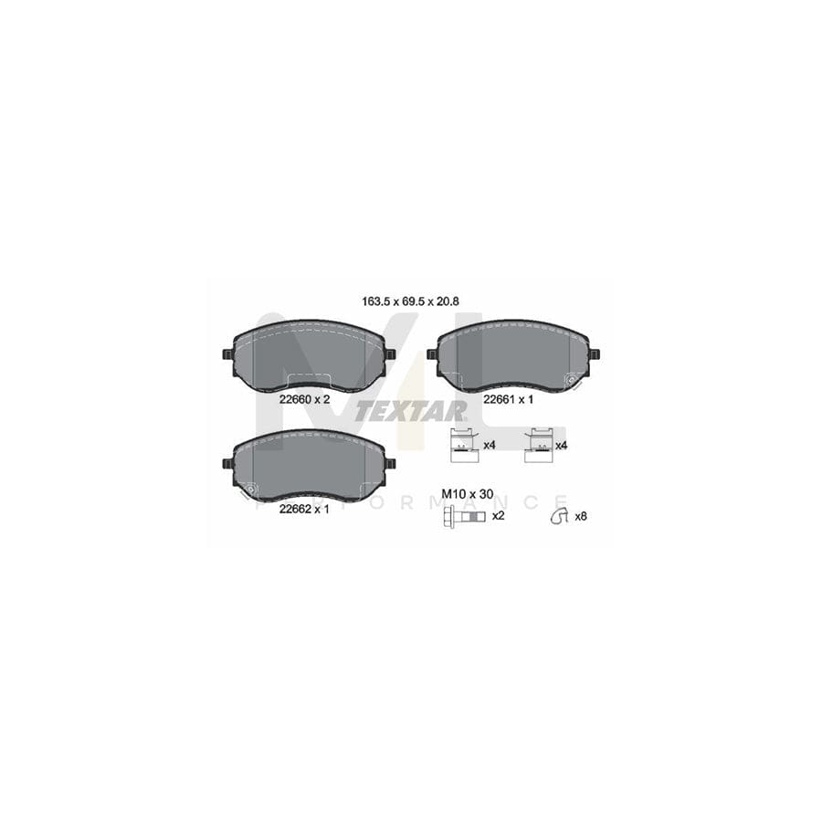 TEXTAR 2266001 Brake pad set incl. wear warning contact, with brake caliper screws, with accessories | ML Performance Car Parts