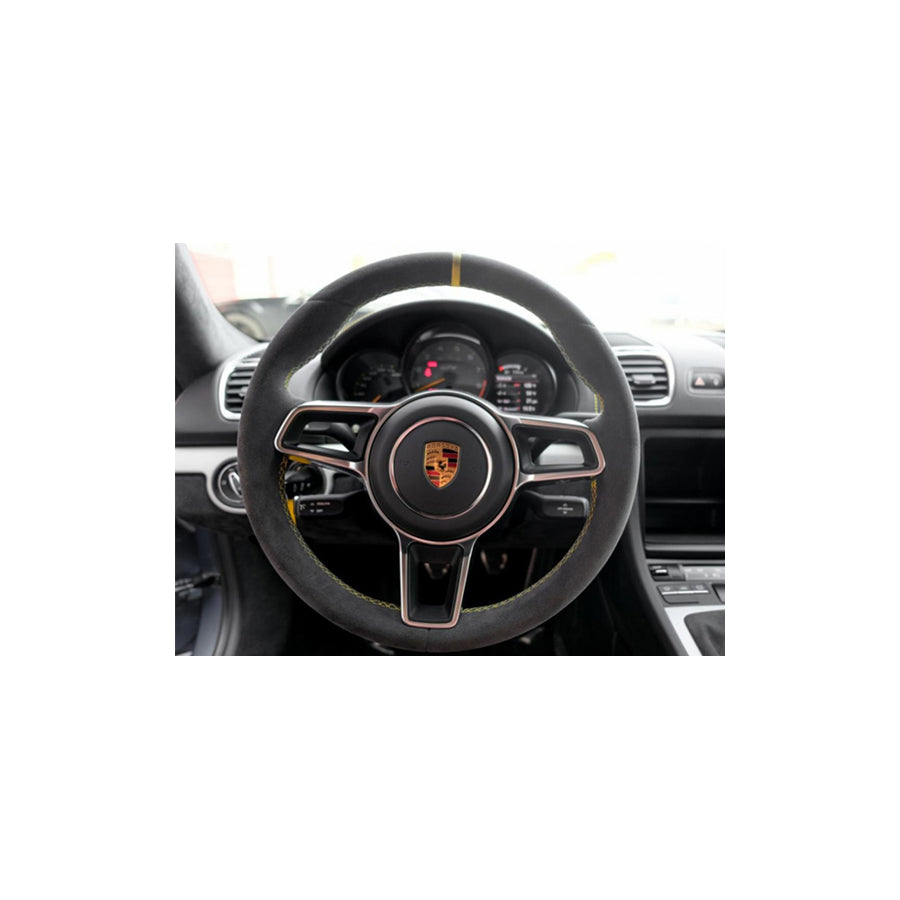 Genuine Porsche Steering Wheel Black Alcantara / Racing Yellow Porsche Cayman Gt4 | ML Performance UK Car Parts