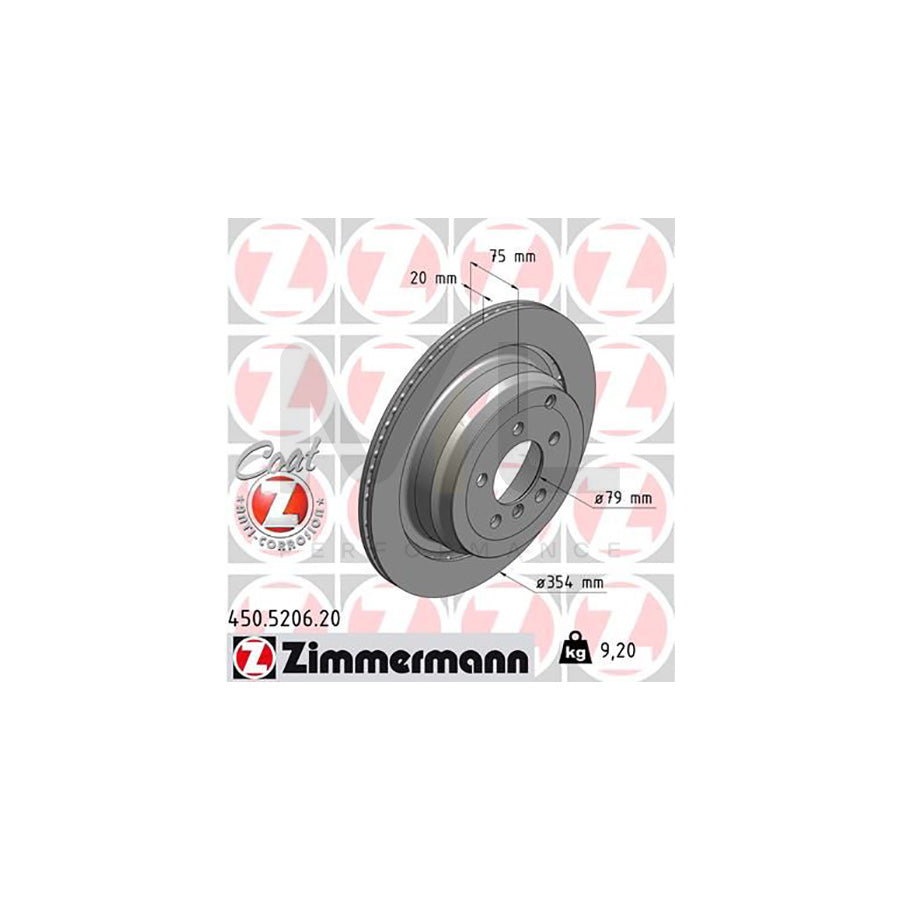 ZIMMERMANN COAT Z 450.5206.20 Brake Disc for LAND ROVER Range Rover III (L322) Externally Vented, Coated, High-carbon | ML Performance Car Parts