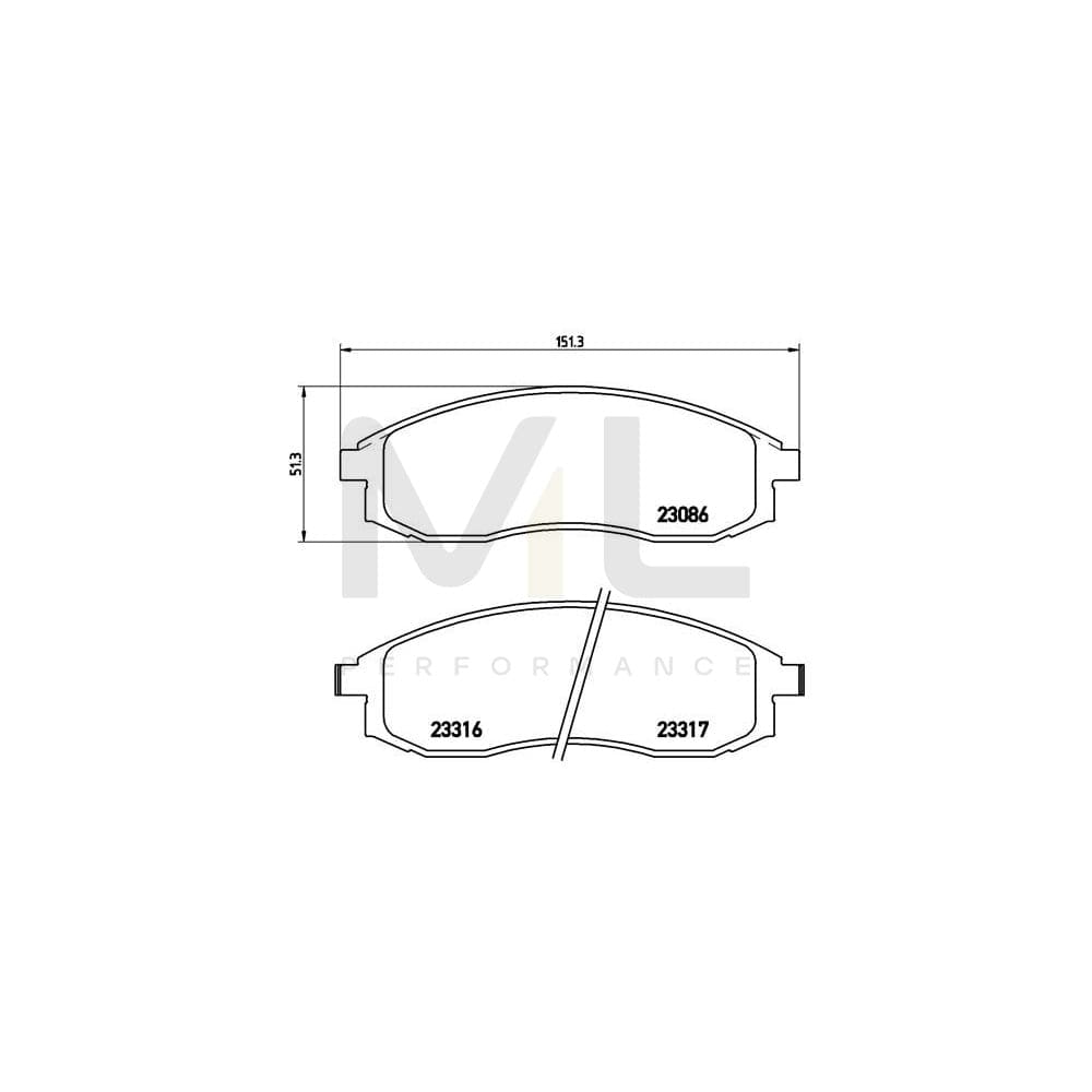 Brembo P 54 037 Brake Pad Set For Mitsubishi L200 Iii Pickup (K6) With Acoustic Wear Warning | ML Performance Car Parts