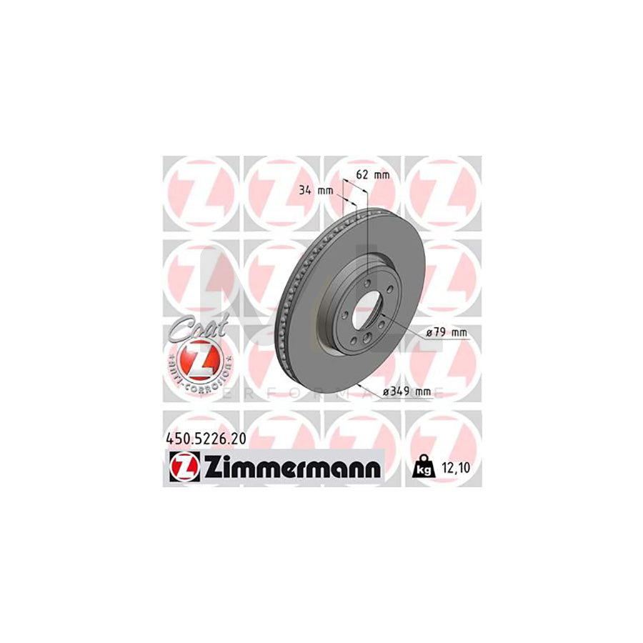 ZIMMERMANN 450.5226.20 Brake Disc Internally Vented, Coated, High-carbon | ML Performance Car Parts