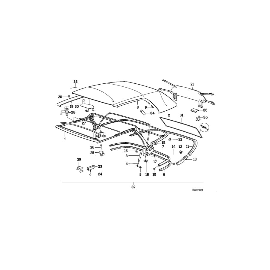 Genuine BMW 54348129978 E30 Wire-Strap Front L=975mm (Inc. M3) | ML Performance UK Car Parts