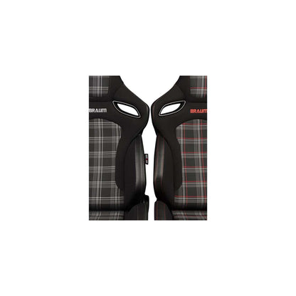 BRAUM Orue-S Series Sport Reclinable Seats (Black & Red Plaid) – Pair