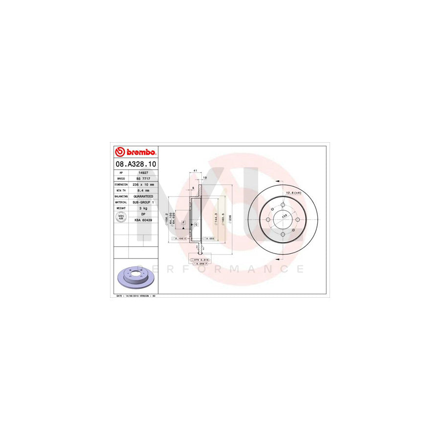 BREMBO 08.A328.10 Brake Disc Solid | ML Performance Car Parts