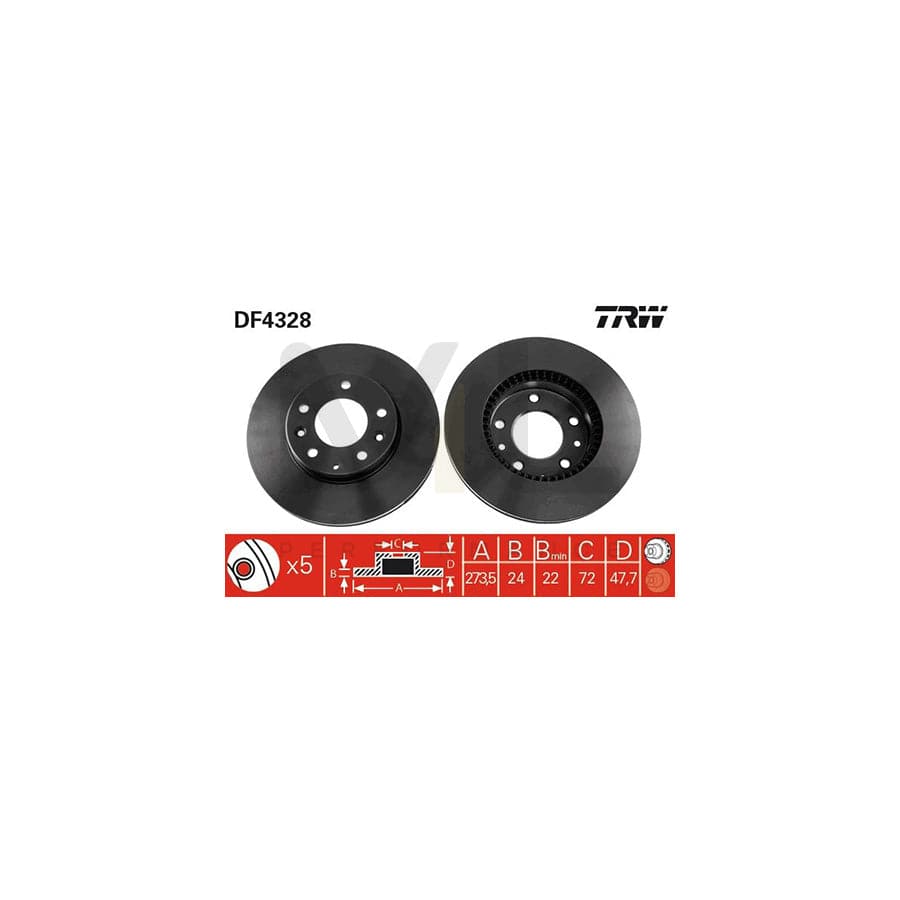 TRW DF4328 Brake Disc Vented, Painted, High-carbon | ML Performance Car Parts