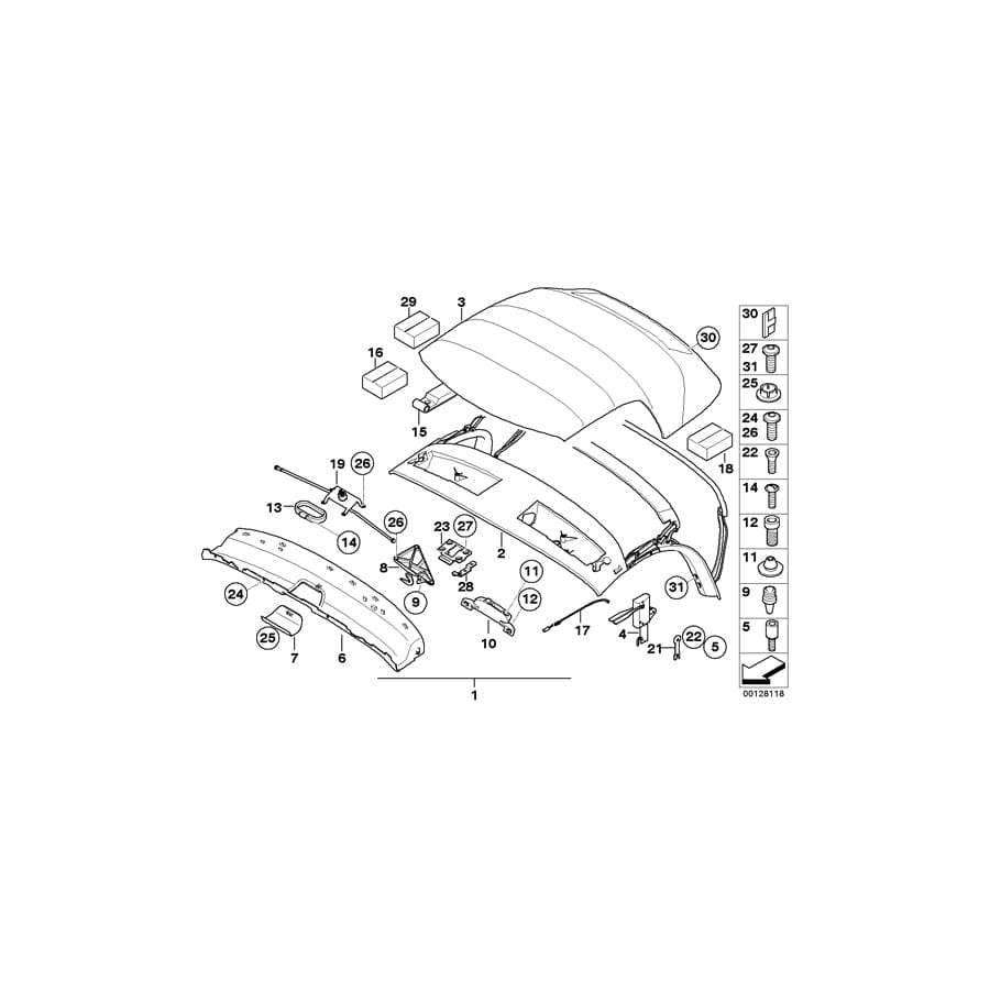 Genuine BMW 54347079588 E85 Right Tension Rope (Inc. Z4) | ML Performance UK Car Parts