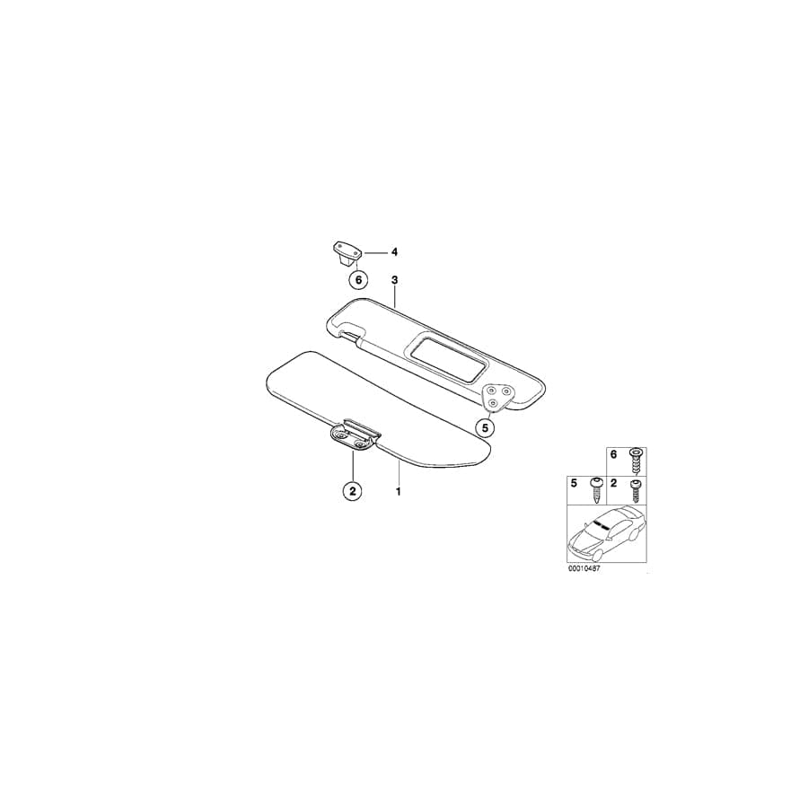 Genuine BMW 51168397555 E36 Sun Visor With Mirror Left SCHWARZ (Inc. Z3 2.8, Z3 2.0 & Z3 1.9) | ML Performance UK Car Parts