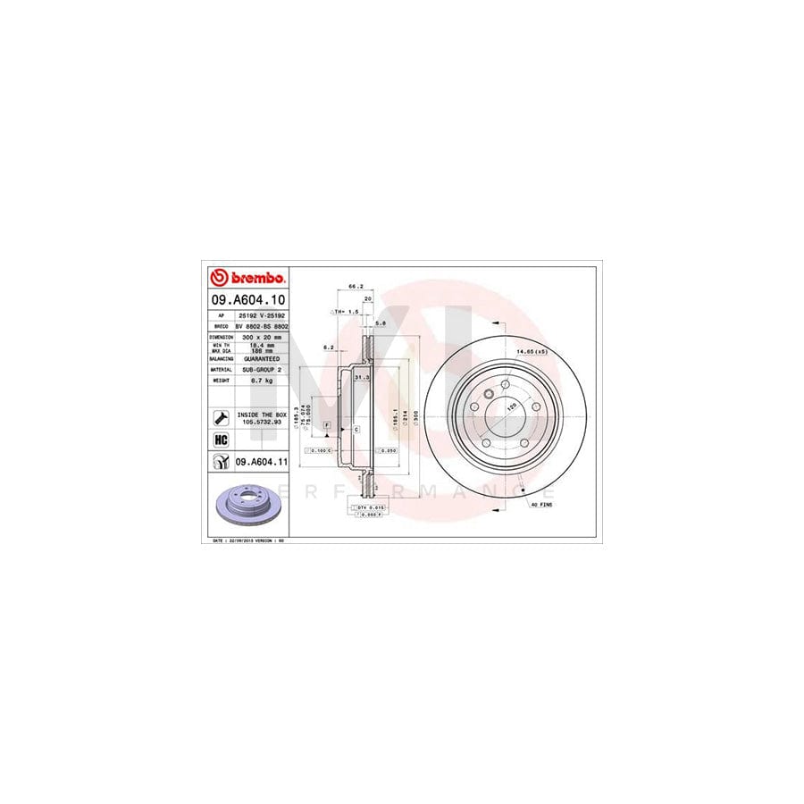 BREMBO COATED DISC LINE 09.A604.11 Brake Disc Internally Vented, Coated, High-carbon, with bolts/screws | ML Performance Car Parts