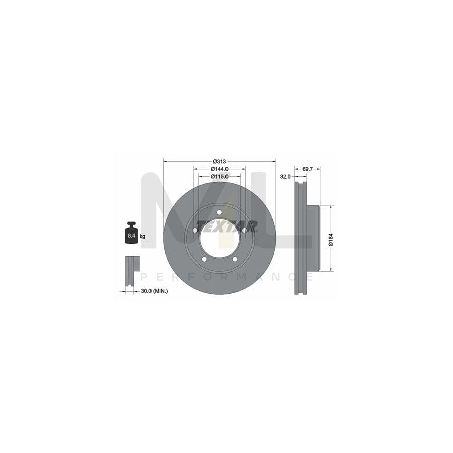 TEXTAR 92108100 Brake Disc Internally Vented, without wheel hub, without wheel studs | ML Performance Car Parts