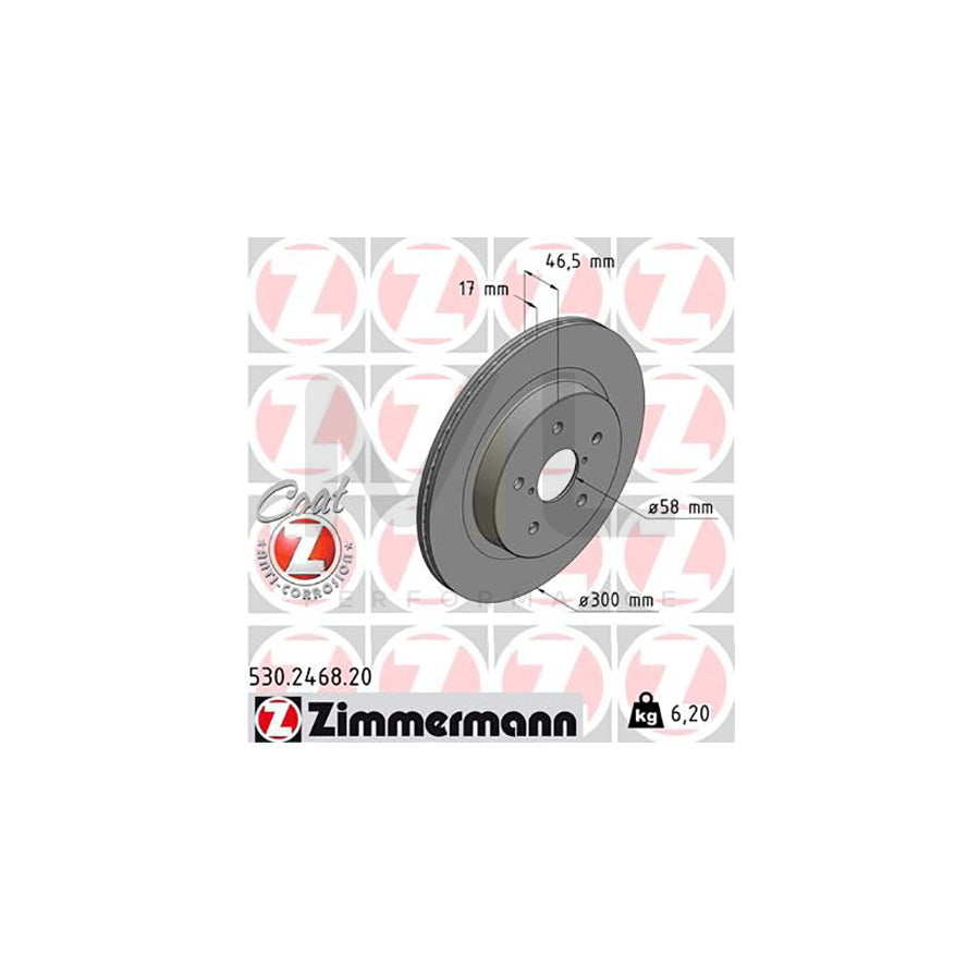 ZIMMERMANN COAT Z 530.2468.20 Brake Disc Internally Vented, Coated | ML Performance Car Parts