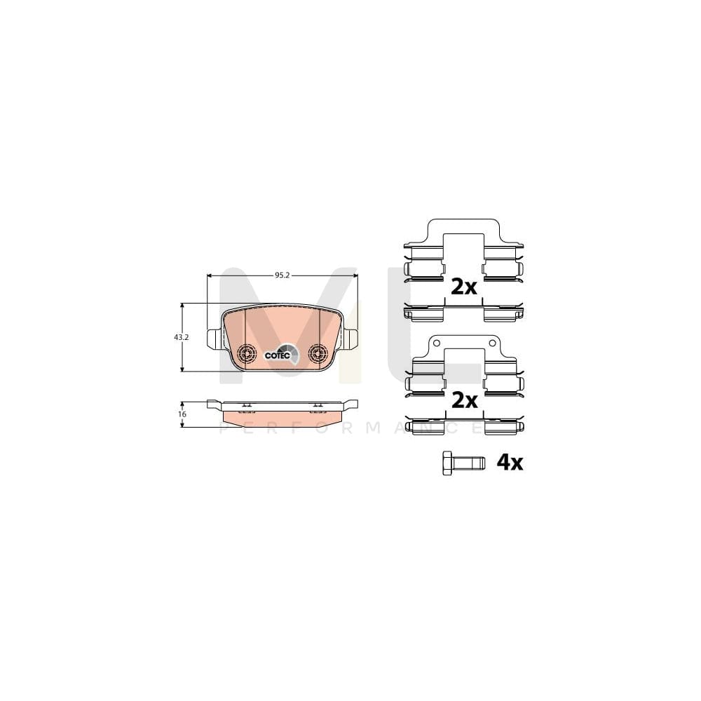 TRW Cotec Gdb1708 Brake Pad Set For Land Rover Freelander Not Prepared For Wear Indicator, With Brake Caliper Screws, With Accessories | ML Performance Car Parts