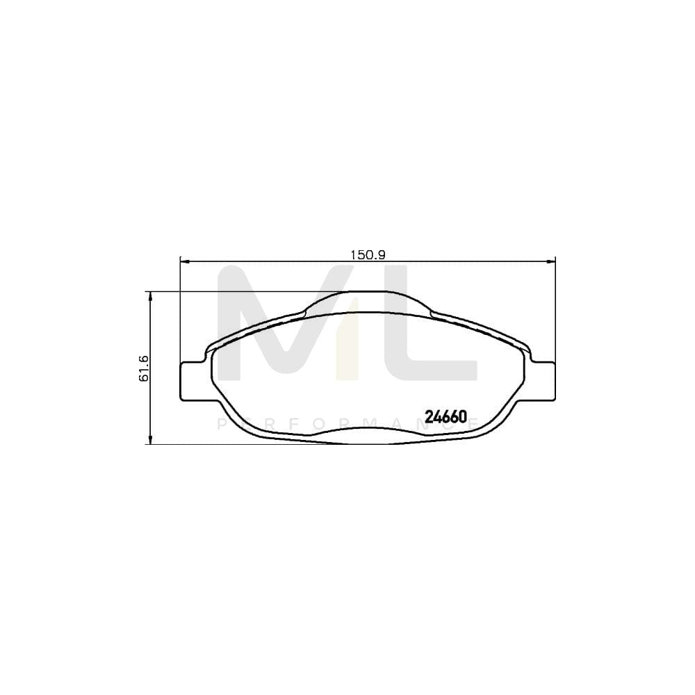 Hella 8DB 355 013-911 Brake Pad Set Not Prepared For Wear Indicator, With Brake Caliper Screws, With Accessories | ML Performance Car Parts