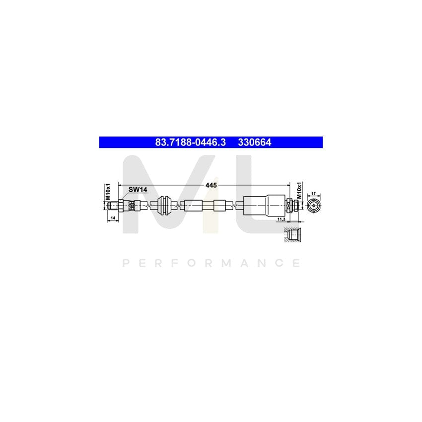 ATE 83.7188-0446.3 Brake Hose 470mm, M10x1 | ML Performance Car Parts