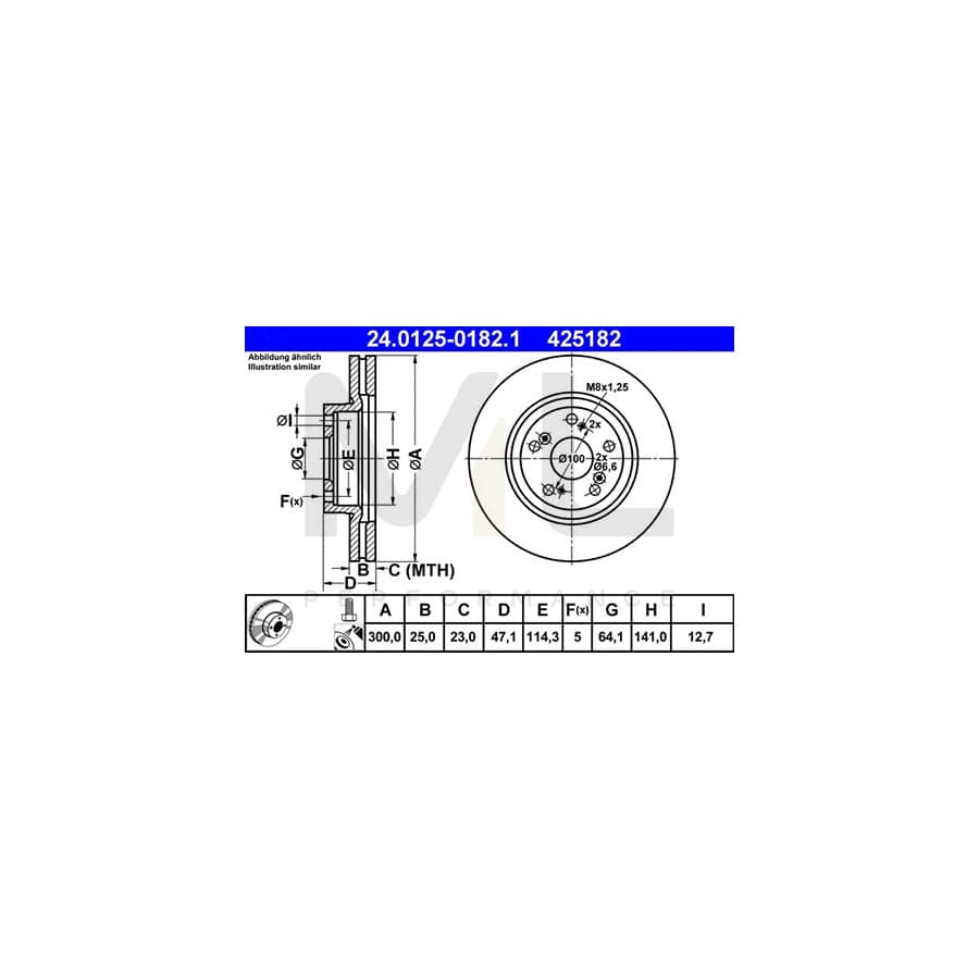 ATE 24.0125-0182.1 Brake Disc Vented, Coated, with bolts/screws | ML Performance Car Parts