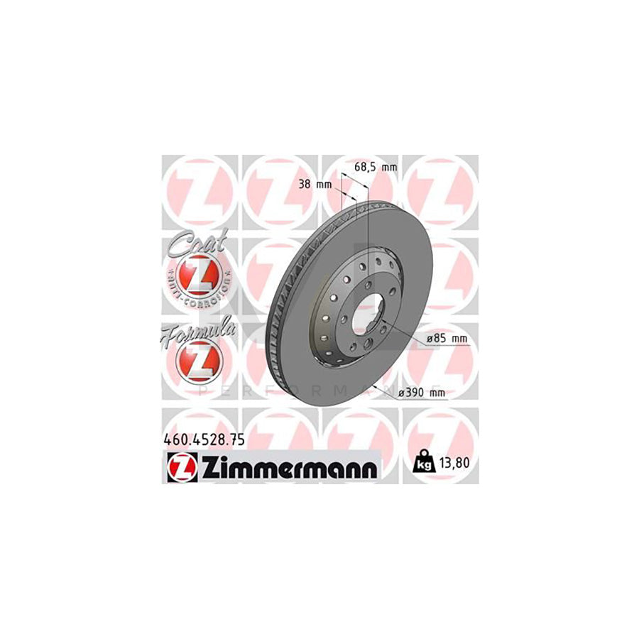 ZIMMERMANN 460.4528.75 Brake Disc for PORSCHE Cayenne (92A) Two-piece brake disc, Vented, Coated, Alloyed / High-carbon | ML Performance Car Parts