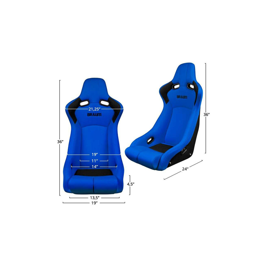 BRAUM Venom-R Fixed Back Bucket Seat Navy Blue Cloth - Priced Per Seat