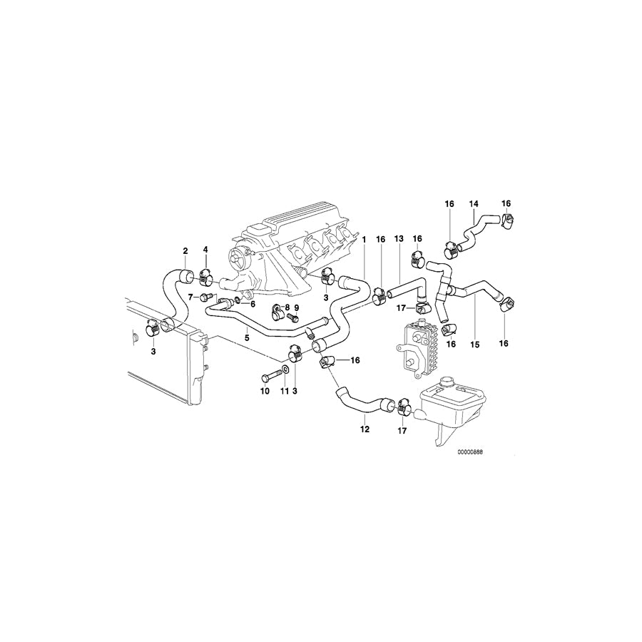 Genuine BMW 11532245505 E36 Water Hose (Inc. 318tds) | ML Performance UK Car Parts