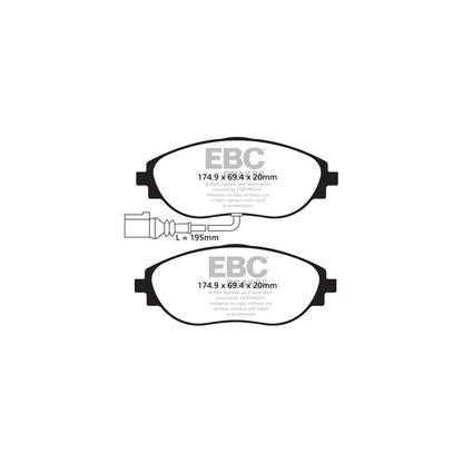 EBC PD04KF1274 Audi Cupra VW Bluestuff Front Brake Pad & Plain Disc Kit - ATE/TRW Caliper 2 | ML Performance UK Car Parts