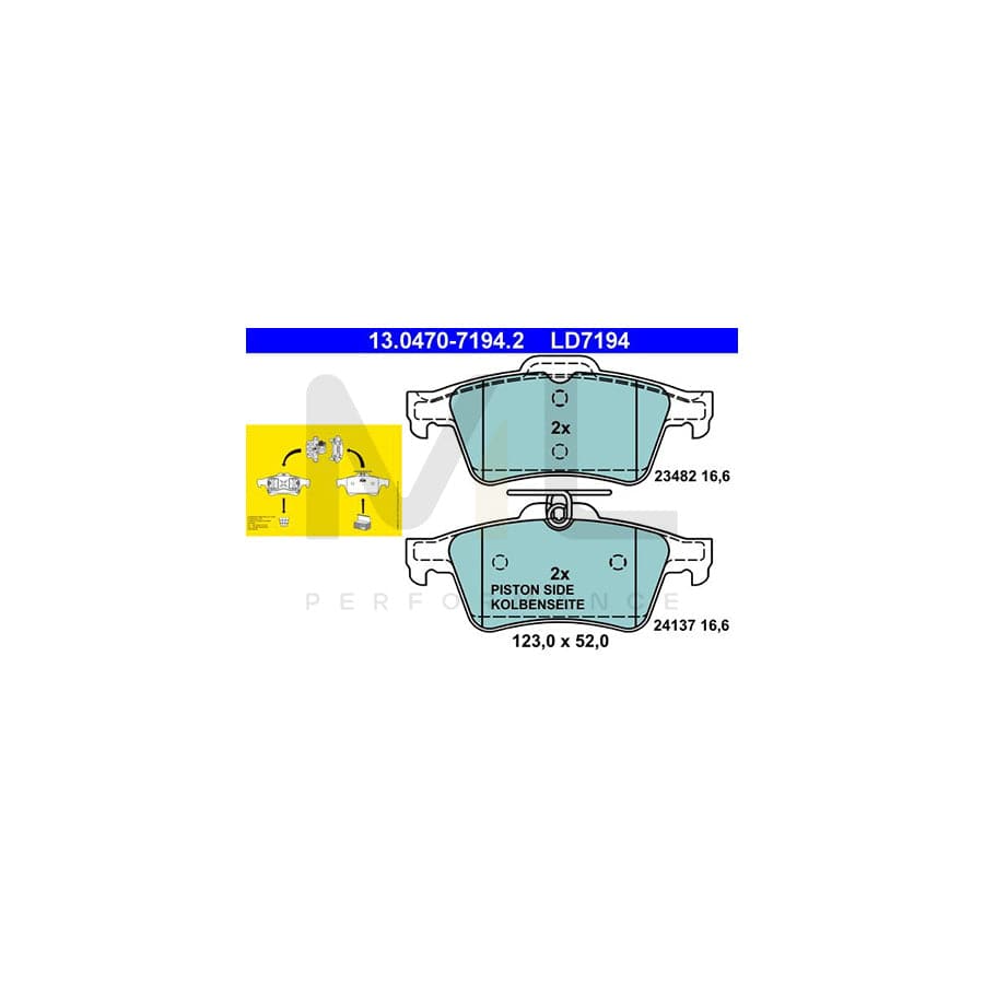 ATE Ceramic 13.0470-7194.2 Brake pad set excl. wear warning contact, not prepared for wear indicator | ML Performance Car Parts