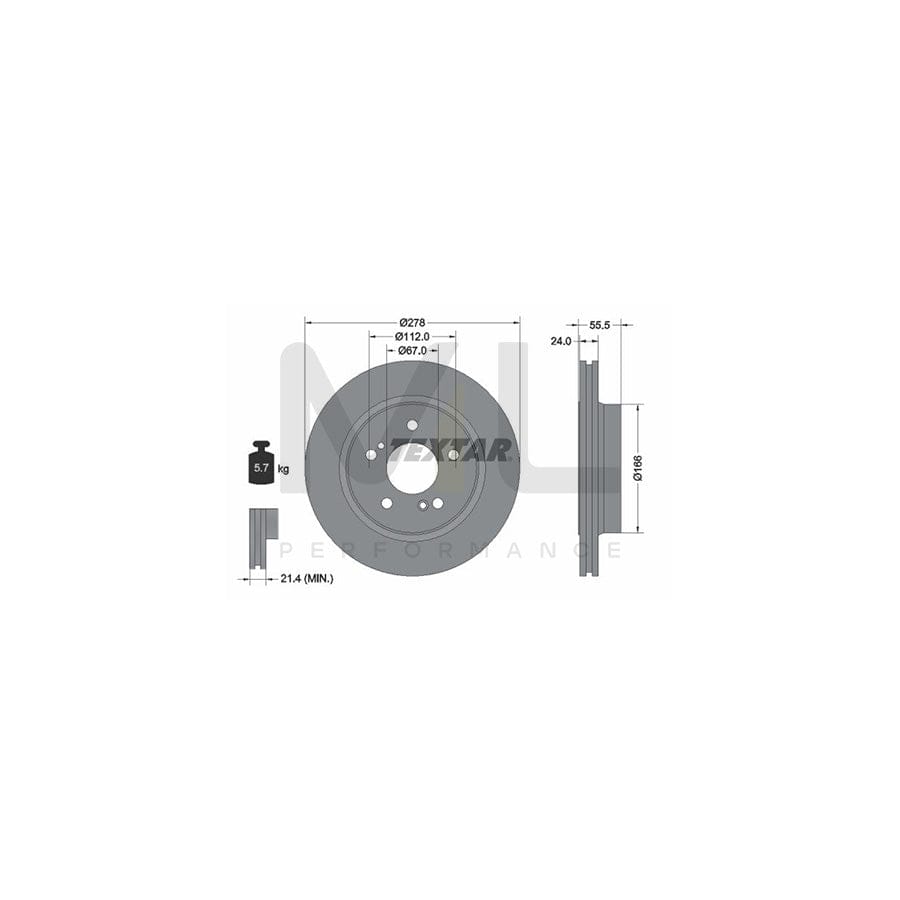 TEXTAR 92060100 Brake Disc Internally Vented, without wheel hub, without wheel studs | ML Performance Car Parts