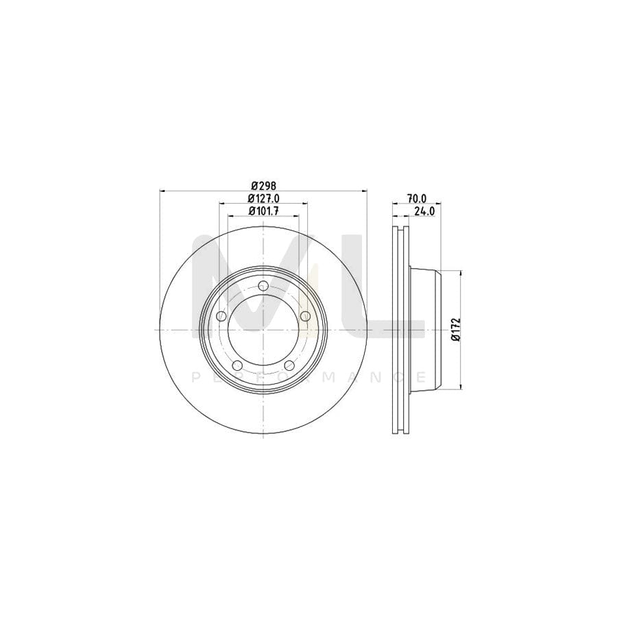 HELLA 8DD 355 103-161 Brake Disc Internally Vented, without wheel hub, without wheel studs | ML Performance Car Parts