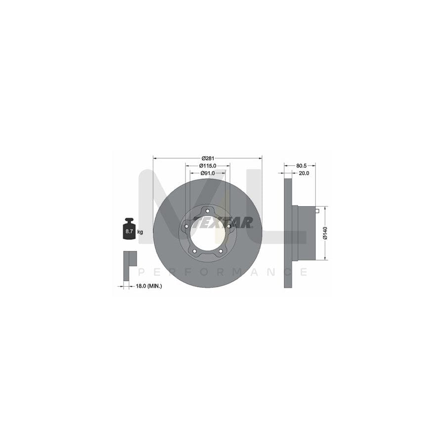 TEXTAR 92031500 Brake Disc Solid, without wheel hub | ML Performance Car Parts