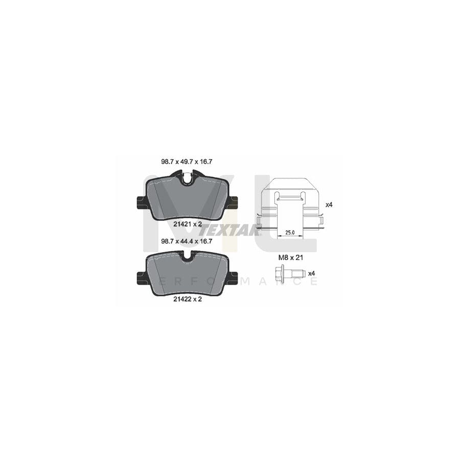 TEXTAR 2142101 Brake pad set prepared for wear indicator, with brake caliper screws, with accessories | ML Performance Car Parts