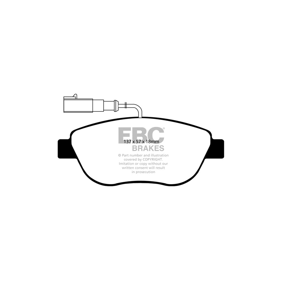 EBC PD06KF002 Abarth Chrysler Fiat Lancia Greenstuff Front Brake Pad & USR Disc Kit - TRW/Bosch Caliper (Inc. 500, 595, Delta, Bravo, Fiorino) 2 | ML Performance UK Car Parts