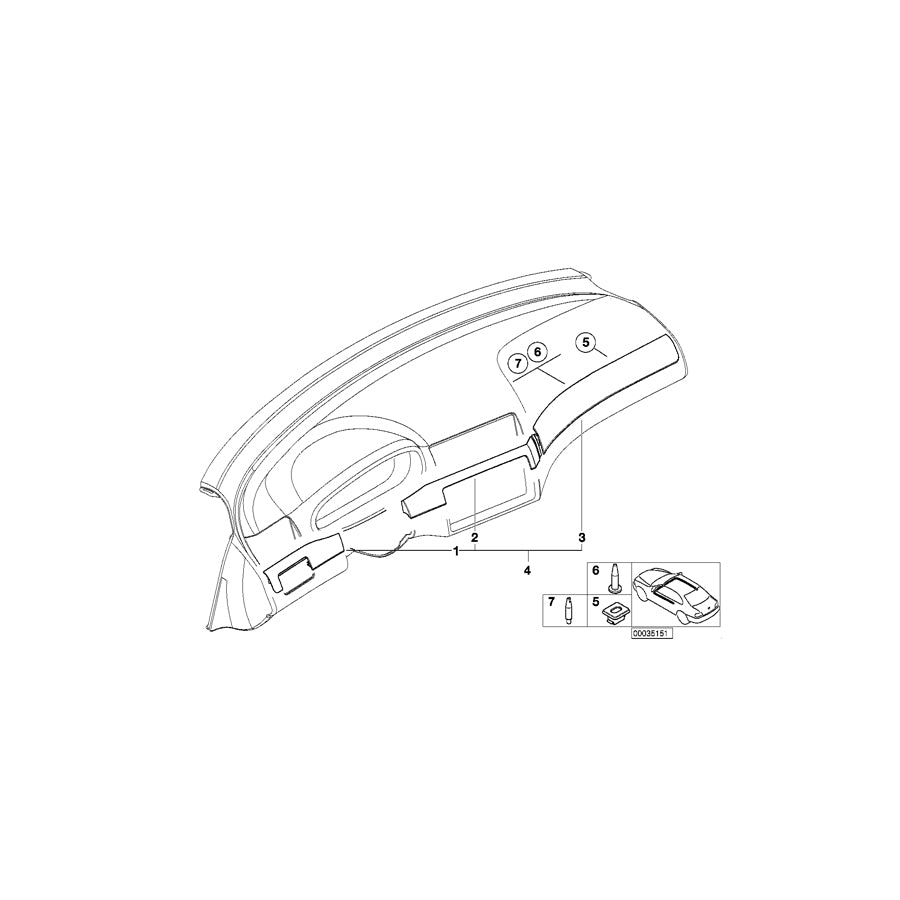 Genuine BMW 51458235574 E46 Decor Strip,Matte Chrm.,Instr. Panel Ctr (Inc. 330Cd, 316i 1.6 & 323i) | ML Performance UK Car Parts