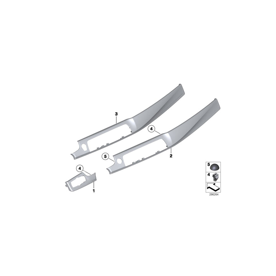 Genuine BMW 51458050168 Trim Instr.Panel Alu.Hex.Passenger PERLGLANZ CHROM (Inc. 520d ed, 530d & 535iX) | ML Performance UK Car Parts