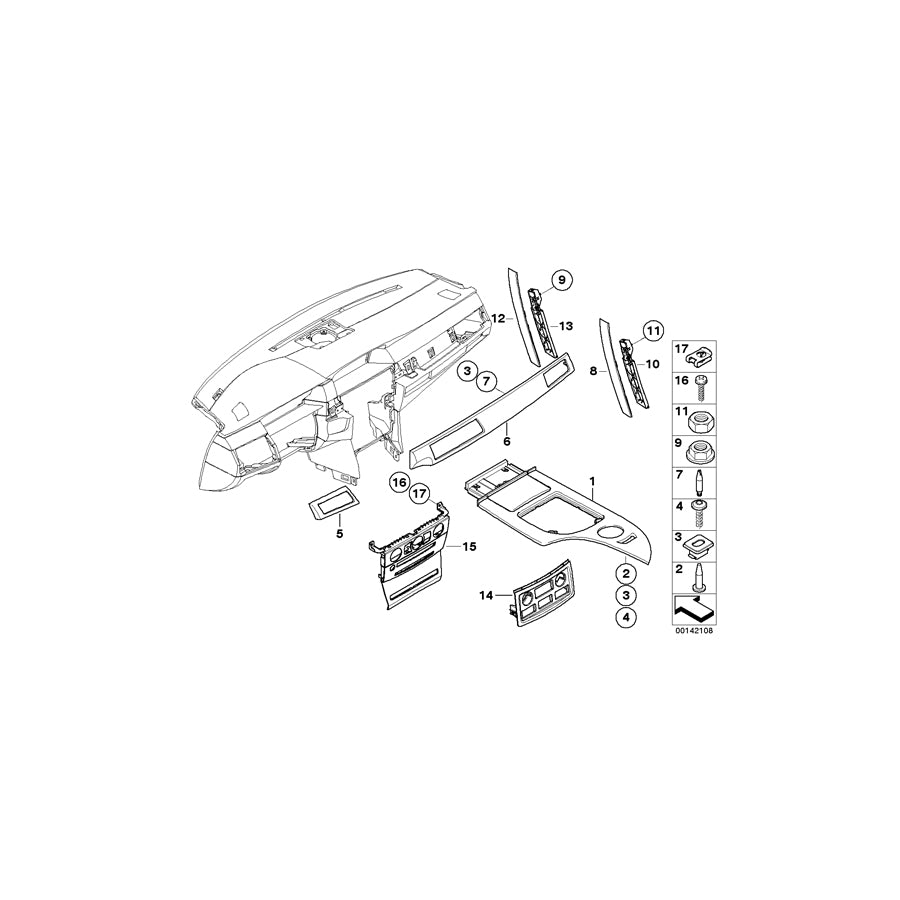 Genuine BMW 51456970268 E60 E61 Poplar Woodgrain Strip, I-Panel Right DUNKEL (Inc. 525i, 535d & 535i) | ML Performance UK Car Parts