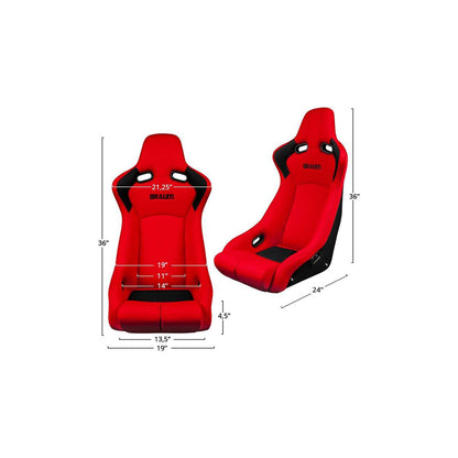 BRAUM Venom-R Fixed Back Bucket Seat Red Cloth - Priced Per Seat