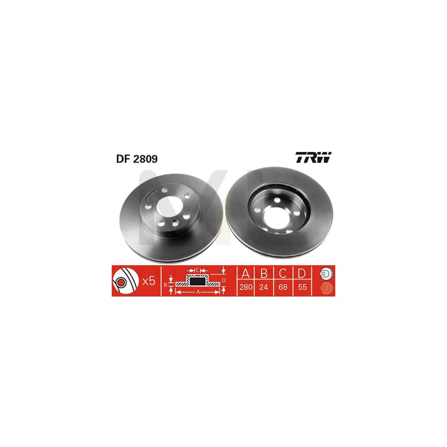 TRW DF2809 Brake Disc Vented, Painted | ML Performance Car Parts