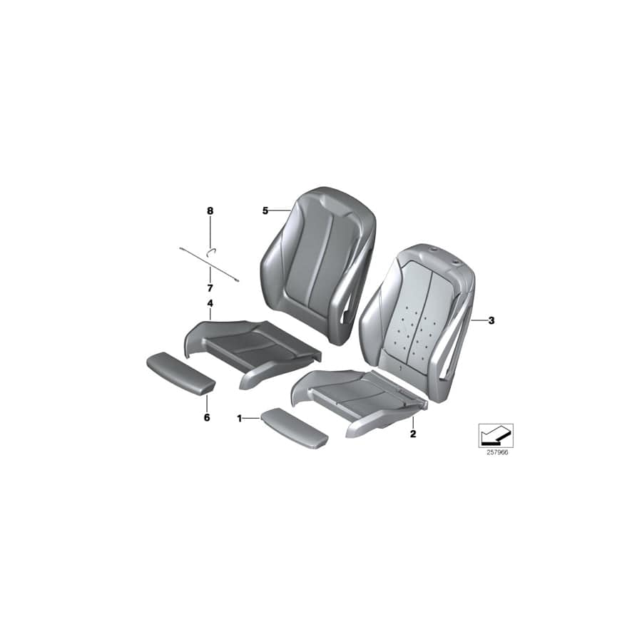 Genuine BMW 52107479641 F36 Leather Cover Sport Backrest Left NACHTBLAU (Inc. 430iX, 420i & 420iX) | ML Performance UK Car Parts