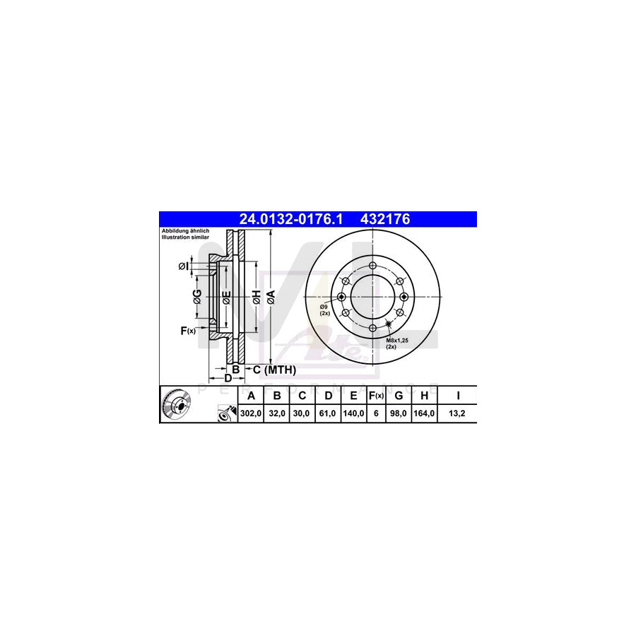 ATE 24.0132-0176.1 Brake Disc Vented, Coated | ML Performance Car Parts