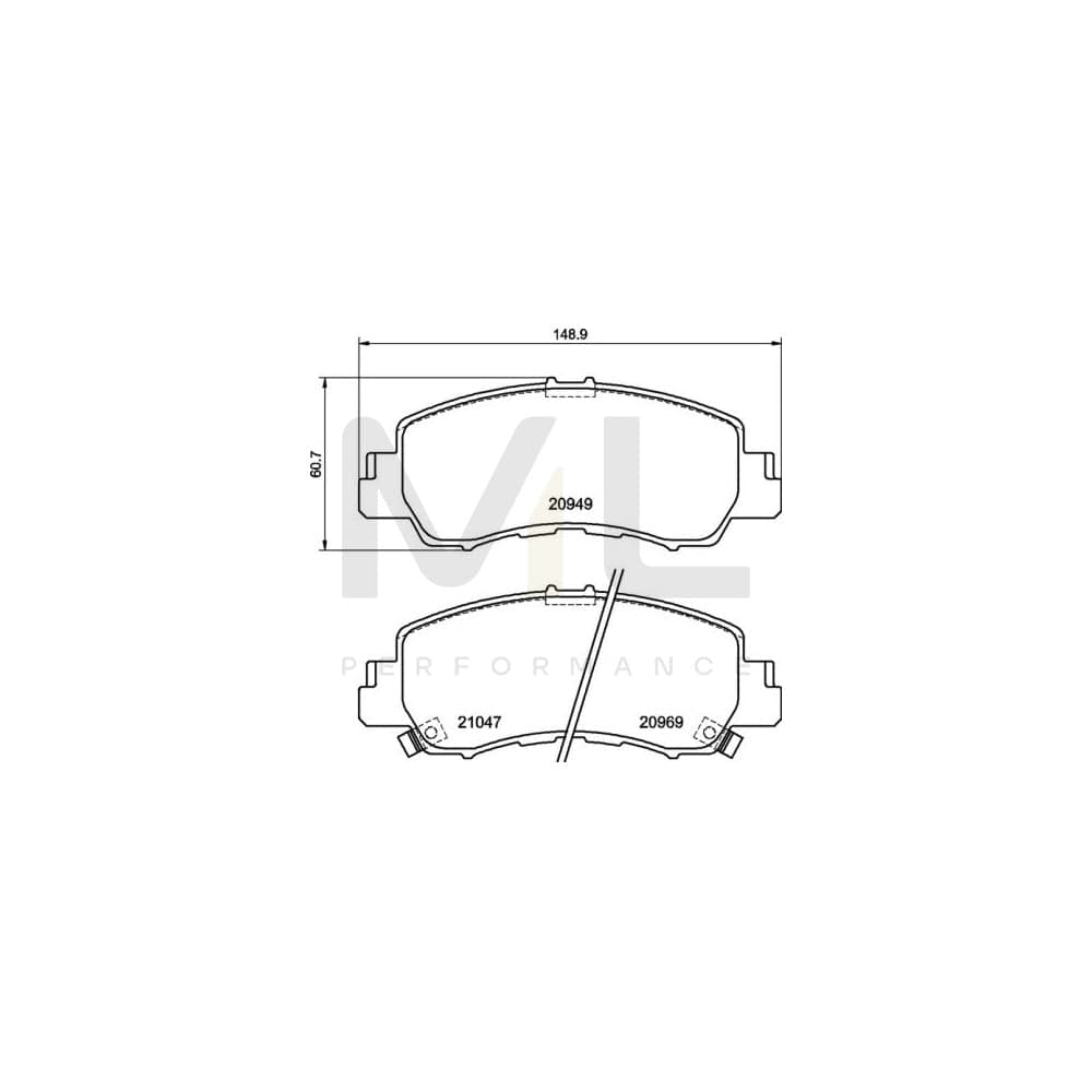 Brembo P 54 061 Brake Pad Set For Mitsubishi Eclipse Cross (Gk_) With Acoustic Wear Warning, With Anti-Squeak Plate | ML Performance Car Parts