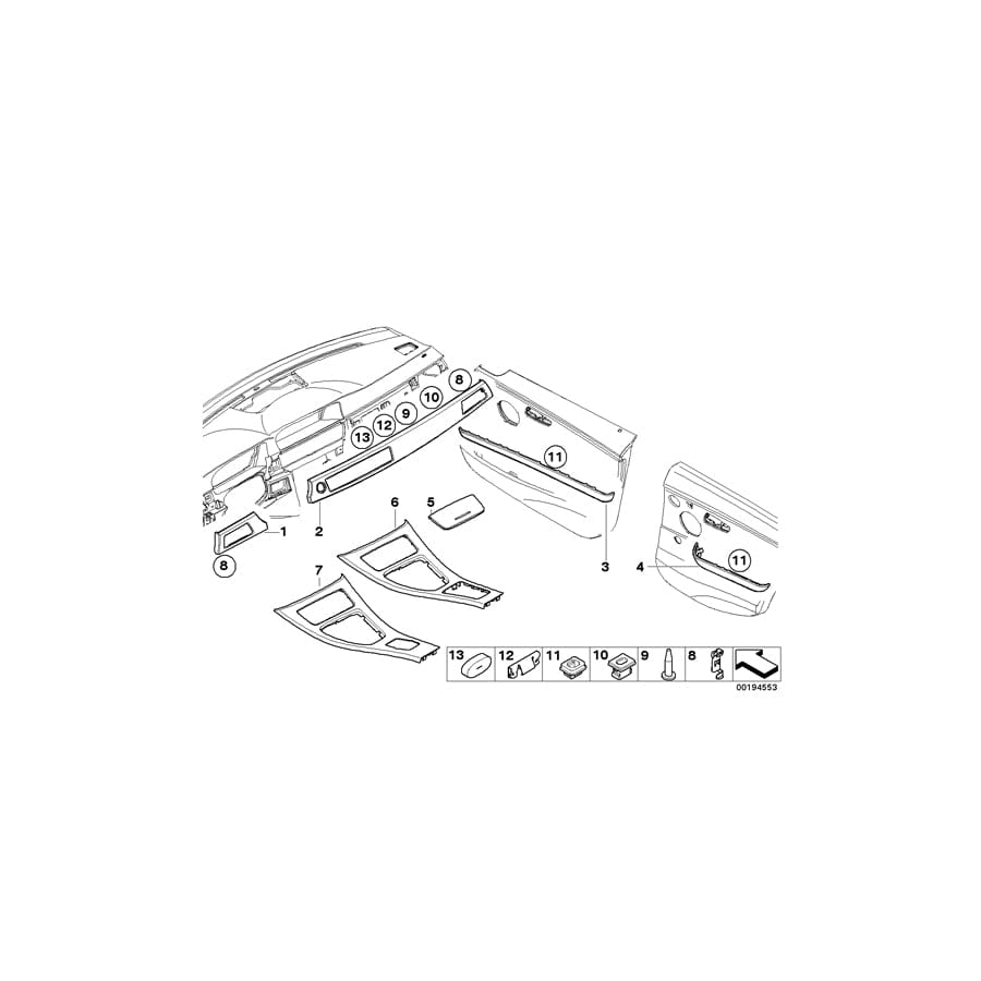 Genuine BMW 51169170952 E90 E92 E91 Cover Center Console SPACEGRAU (Inc. 320i, 325xi & 323i) | ML Performance UK Car Parts