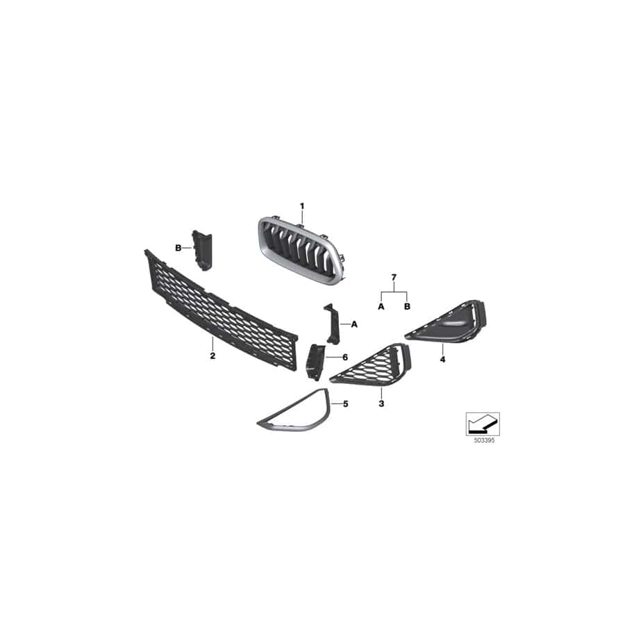 Genuine BMW 51118069098 F39 Grid Lateral Right M (Inc. X2 25iX, X2 20i & X2 16d) | ML Performance UK Car Parts