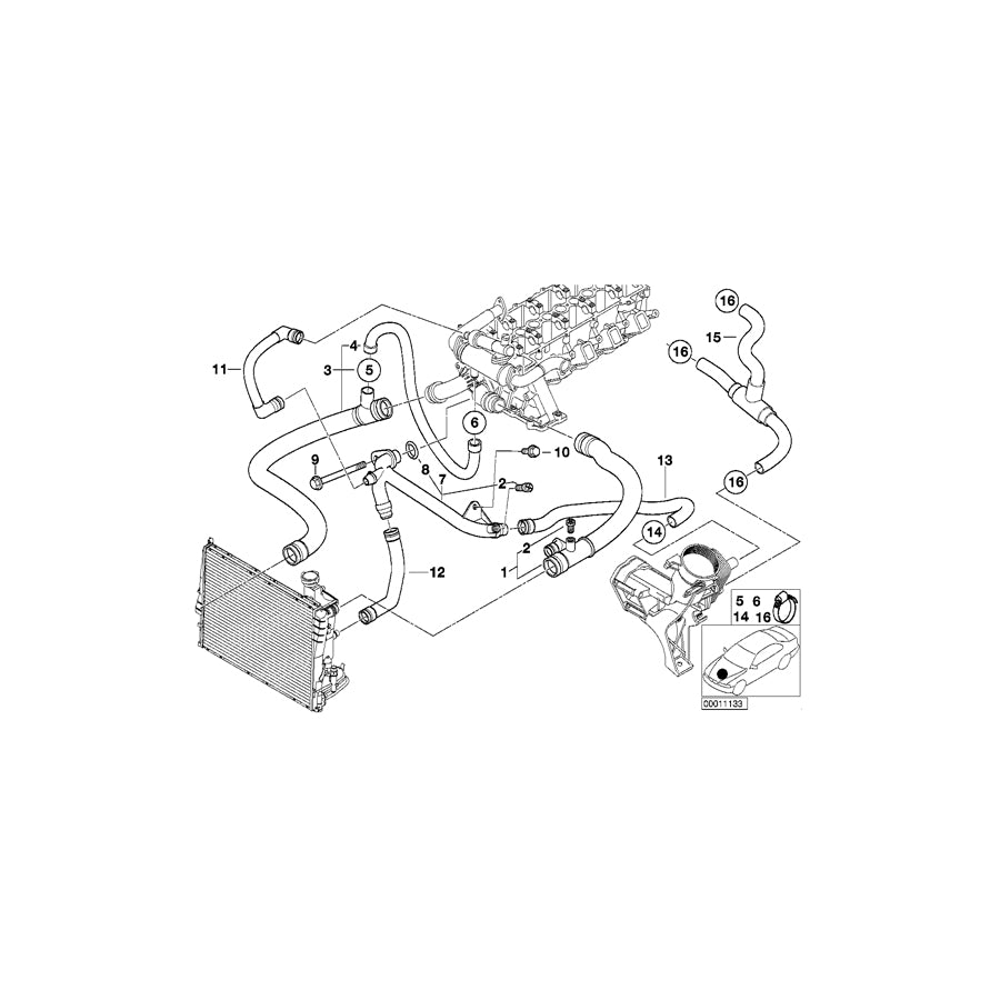 Genuine BMW 11532248437 E46 E39 Water Hose (Inc. 320d & 520d) | ML Performance UK Car Parts