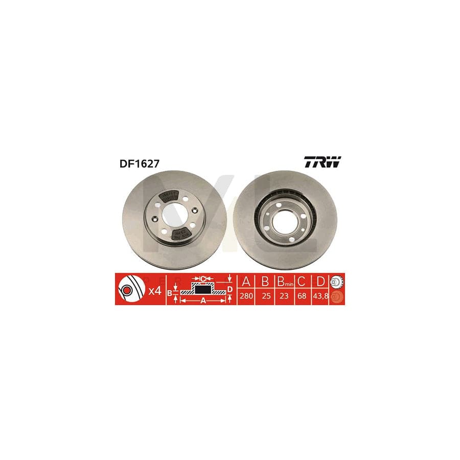 TRW DF1627 Brake Disc for SAAB 9000 Vented, Painted, with bolts/screws | ML Performance Car Parts