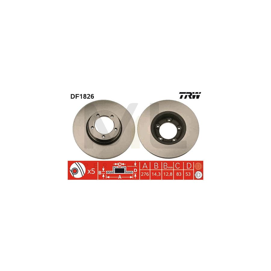 TRW DF1826 Brake Disc Solid, Painted | ML Performance Car Parts