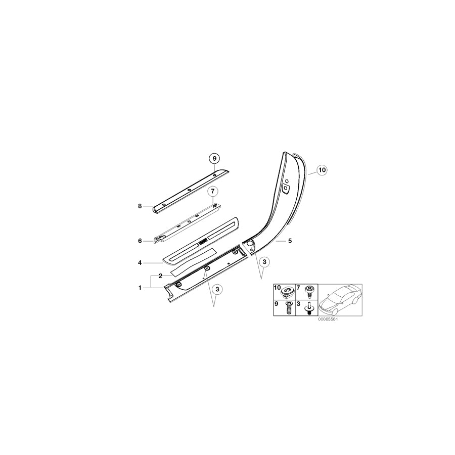 Genuine BMW 51478234427 E52 Cover Strip, Entrance, Interior, Left (Inc. Alpina V8 & Z8) | ML Performance UK Car Parts