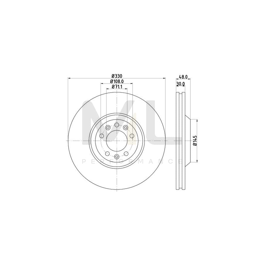 HELLA PRO High Carbon 8DD 355 128-221 Brake Disc Externally Vented, Coated, High-carbon, without wheel hub, without wheel studs | ML Performance Car Parts