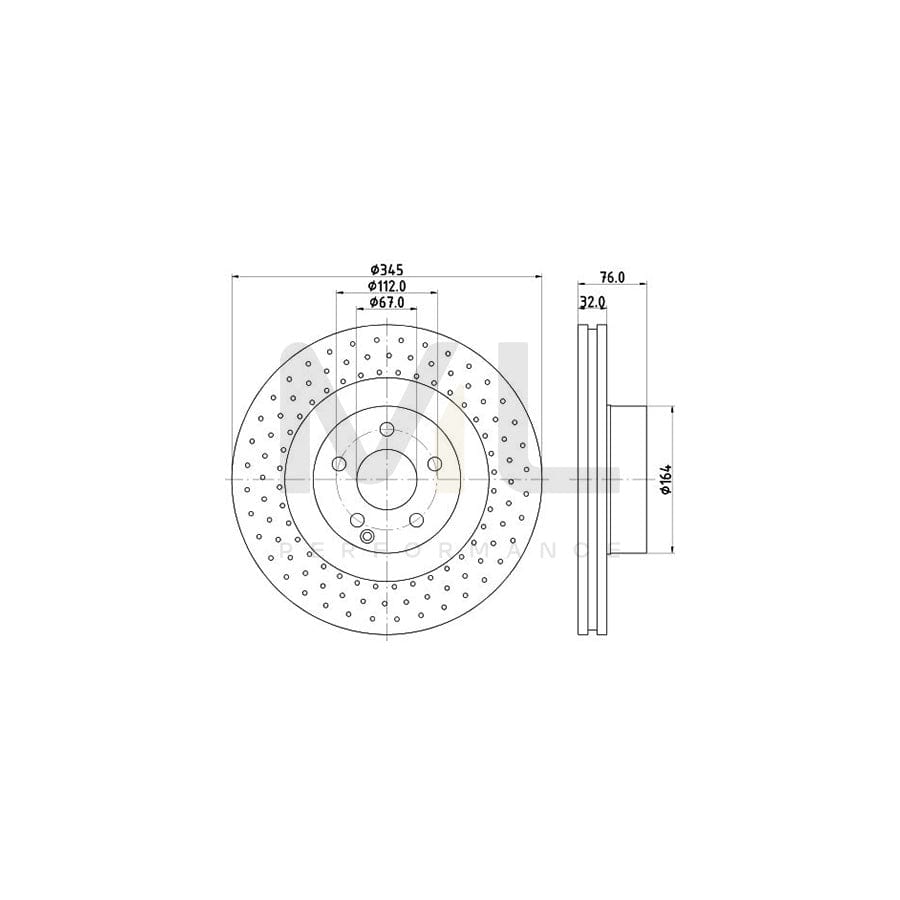 HELLA 8DD 355 107-941 Brake Disc suitable for MERCEDES-BENZ S-Class Internally Vented, Perforated, without wheel hub, without wheel studs | ML Performance Car Parts