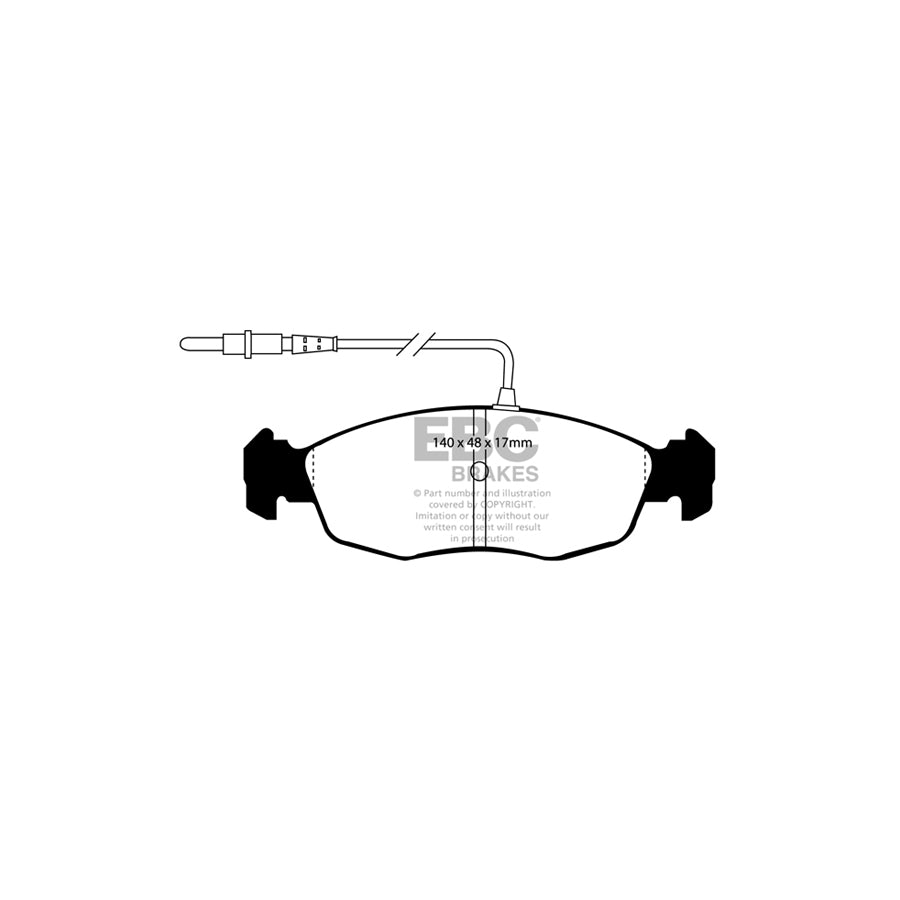 EBC PD03KF948 Peugeot 306 Yellowstuff Front Brake Pad & Plain Disc Kit 2 | ML Performance UK Car Parts