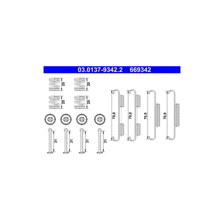 ATE 03.0137-9342.2 Brake Shoe Fitting Kit | ML Performance UK Car Parts