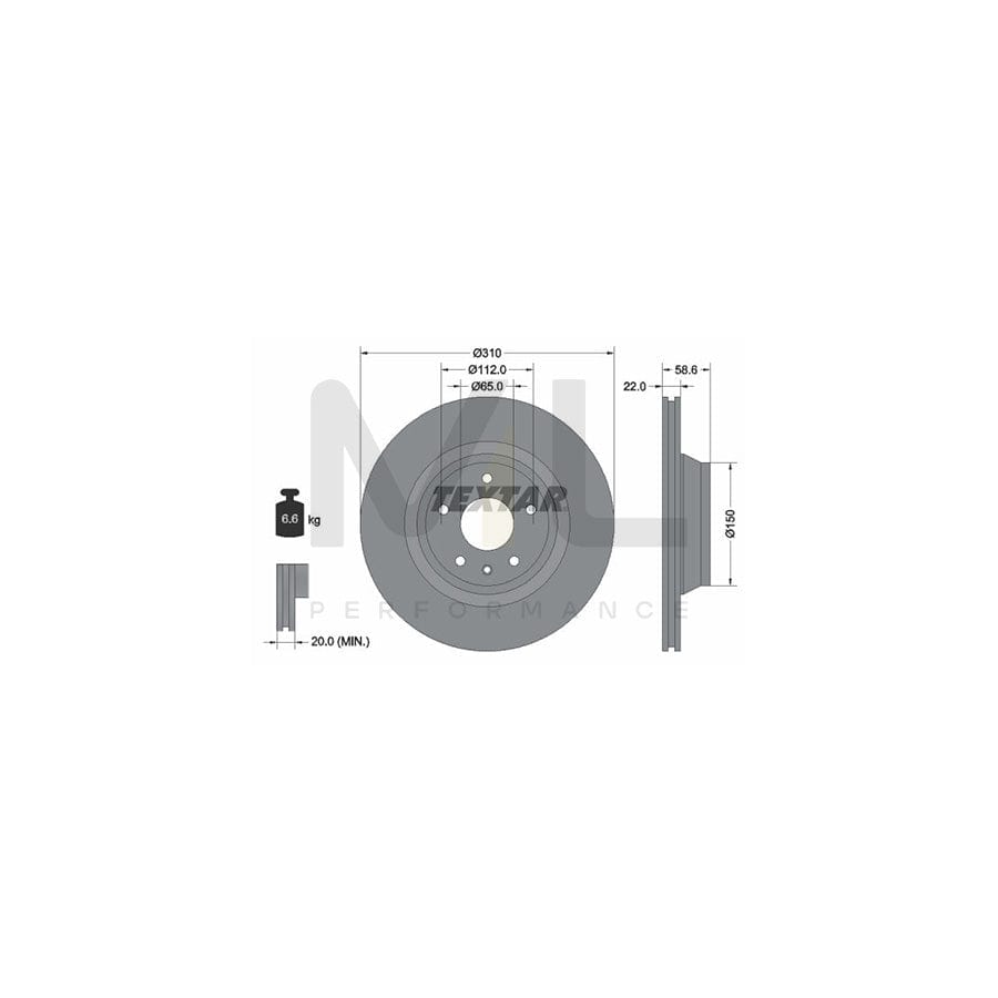 TEXTAR PRO 92160603 Brake Disc for AUDI TT Externally Vented, Coated, without wheel hub, without wheel studs | ML Performance Car Parts