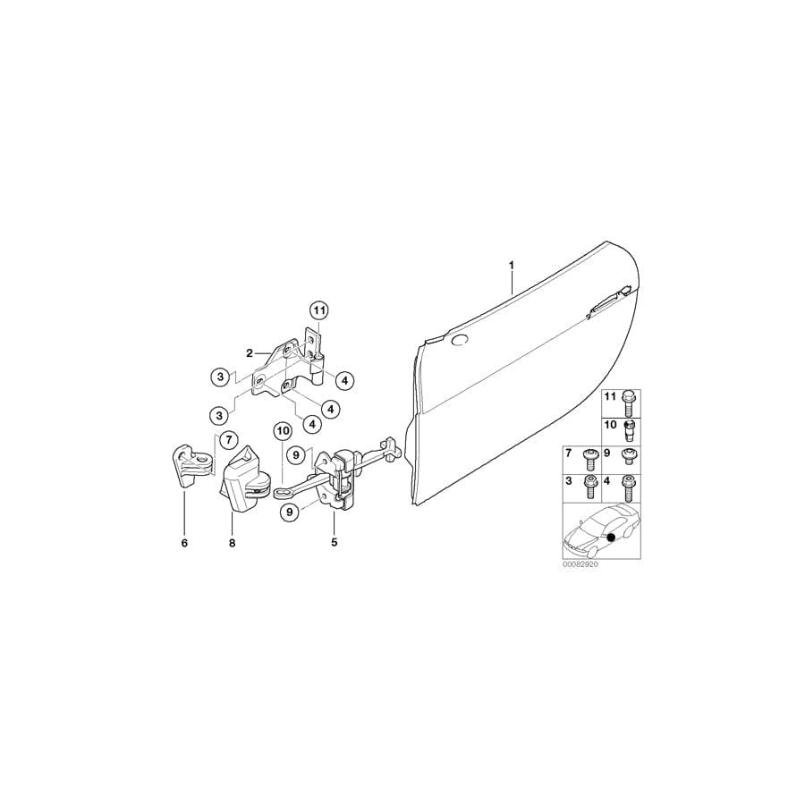 Genuine BMW 41517012877 E52 Door Hinge, Top Left (Inc. ALPINA V8 & Z8) | ML Performance UK Car Parts