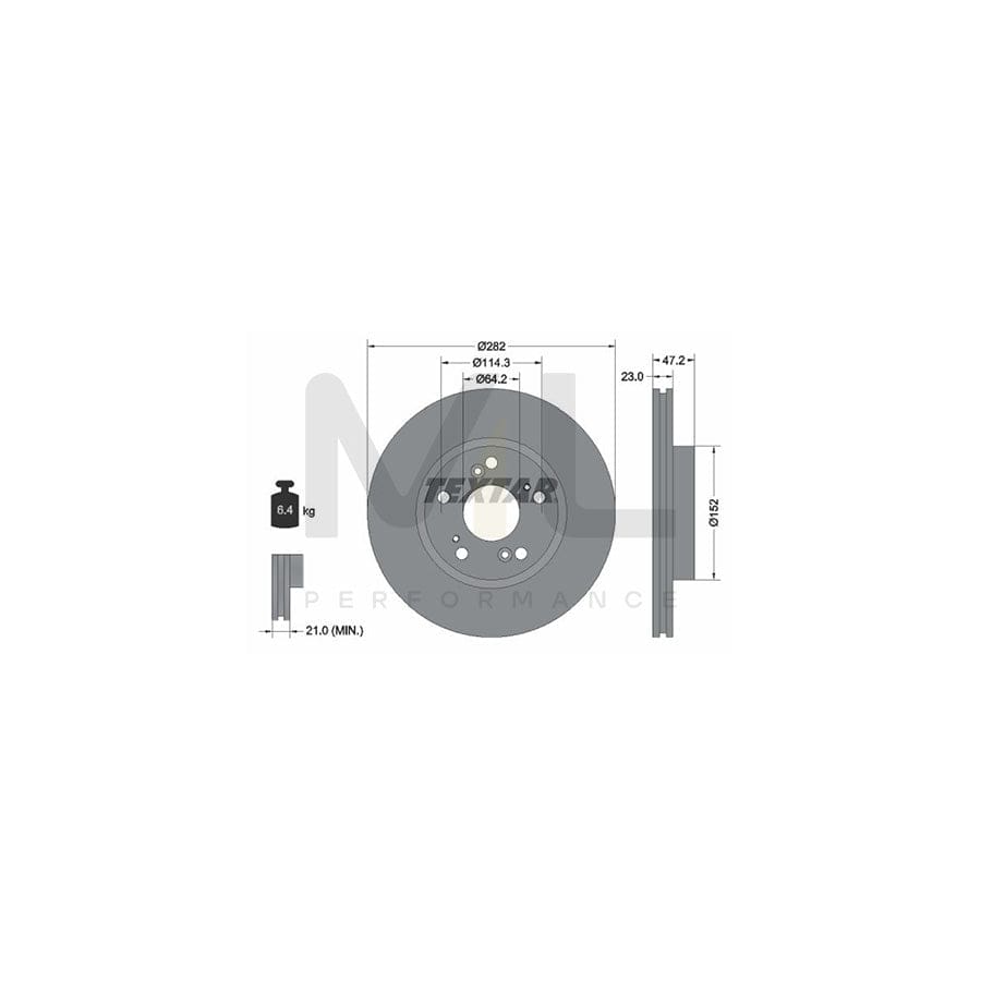 TEXTAR PRO 92144403 Brake Disc Internally Vented, Coated, without wheel hub, without wheel studs | ML Performance Car Parts