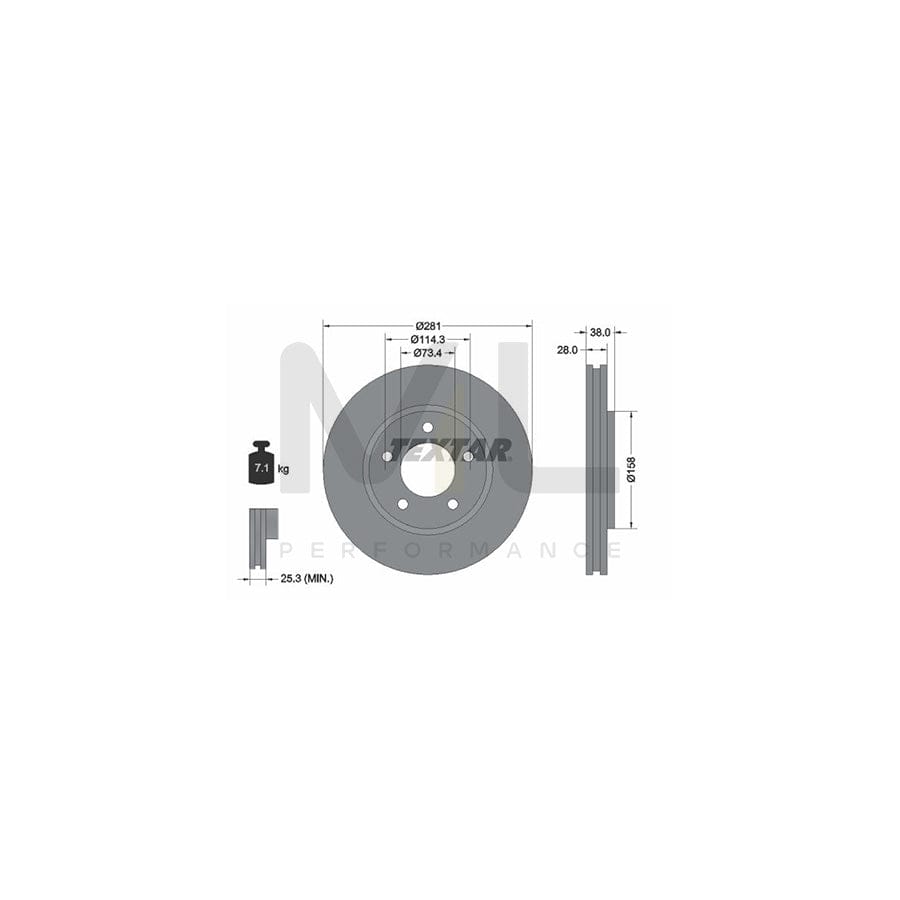 TEXTAR 92108300 Brake Disc Internally Vented, without wheel hub, without wheel studs | ML Performance Car Parts